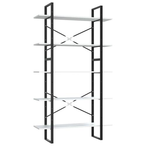 Bogreol med 5 hylder 100x30x175 cm konstrueret træ hvid