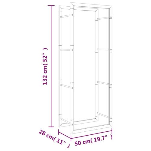 Brændestativ 50x28x132 cm rustfrit stål