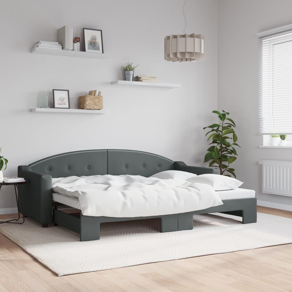 Daybed med udtræk 80x200 cm stof mørkegrå billede