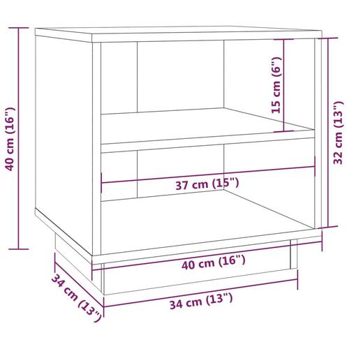 Sengeborde 2 stk. 40x34x40 cm massivt fyrretræ gyldenbrun