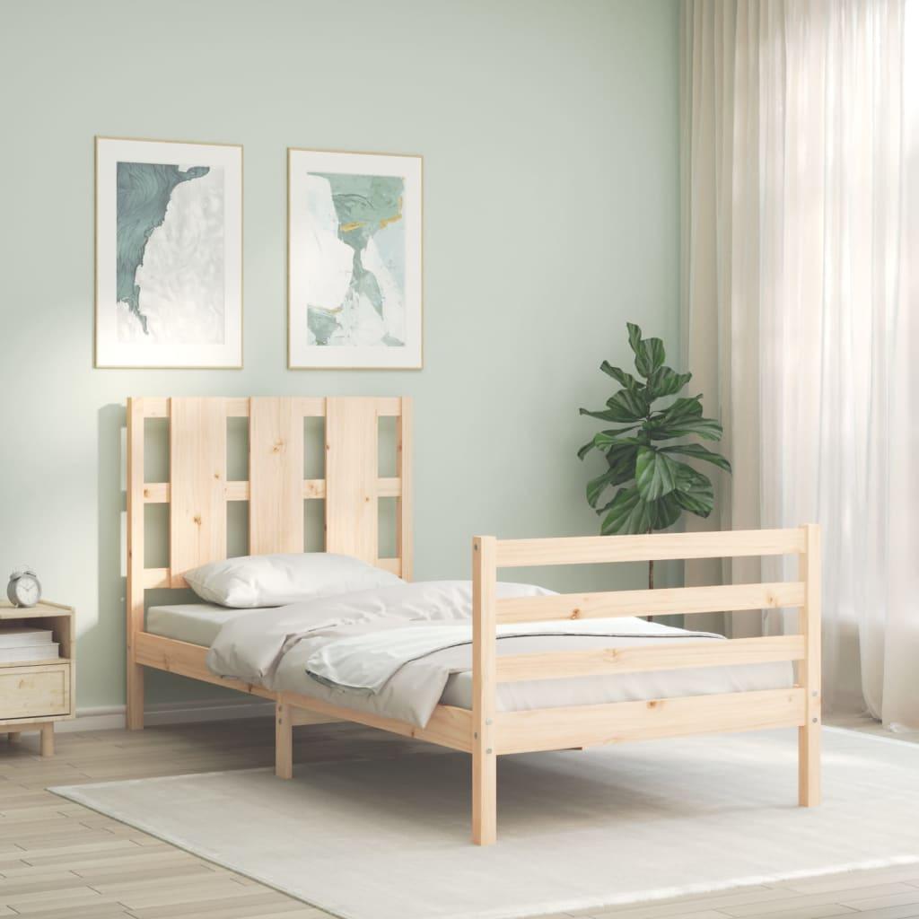 Sengeramme med sengegavl 100x200 cm massivt træ