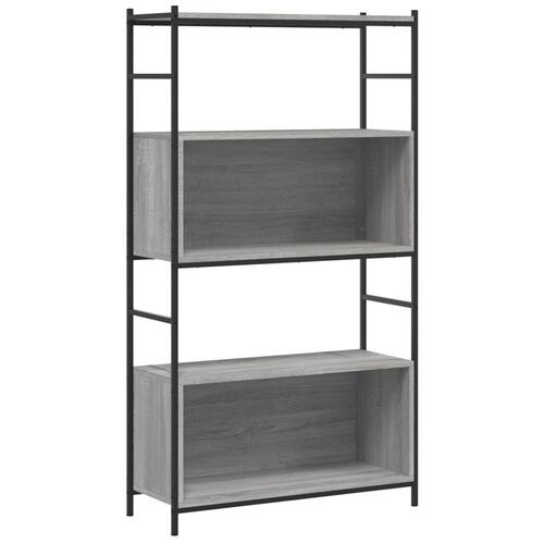 Bogreol 80x30x145,5 cm konstrueret træ og jern grå sonoma-eg