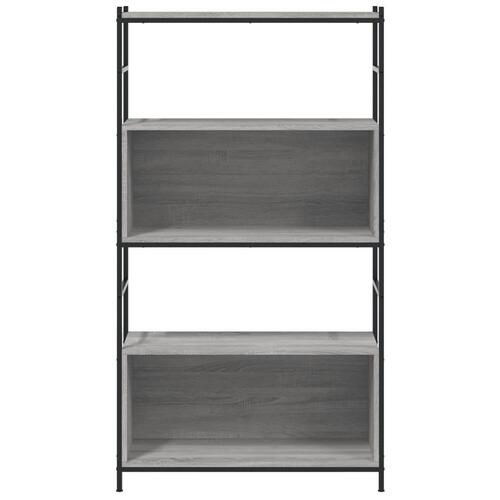 Bogreol 80x30x145,5 cm konstrueret træ og jern grå sonoma-eg