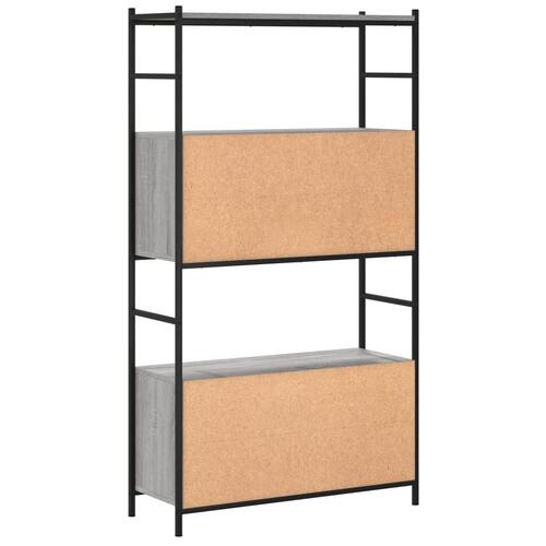 Bogreol 80x30x145,5 cm konstrueret træ og jern grå sonoma-eg