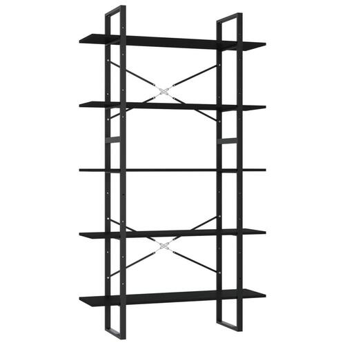Bogreol med 5 hylder 100x30x175 cm konstrueret træ sort