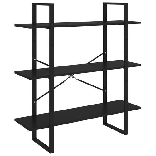 Bogreol med 5 hylder 100x30x175 cm konstrueret træ sort