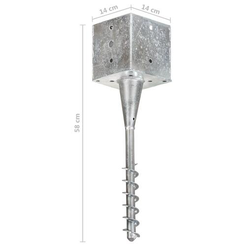 Jordpløkker 6 stk.14x14x58 cm galvaniseret stål sølvfarvet