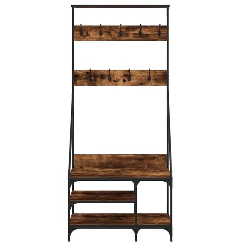 Tøjstativ med skoopbevaring 80x40x184 cm røget egetræsfarve