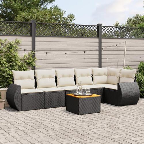 Sofasæt til haven 7 dele med hynder polyrattan sort