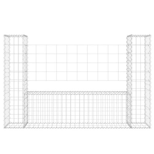 Gabionkurv med 2 stolper 140x20x100 cm U-facon jern