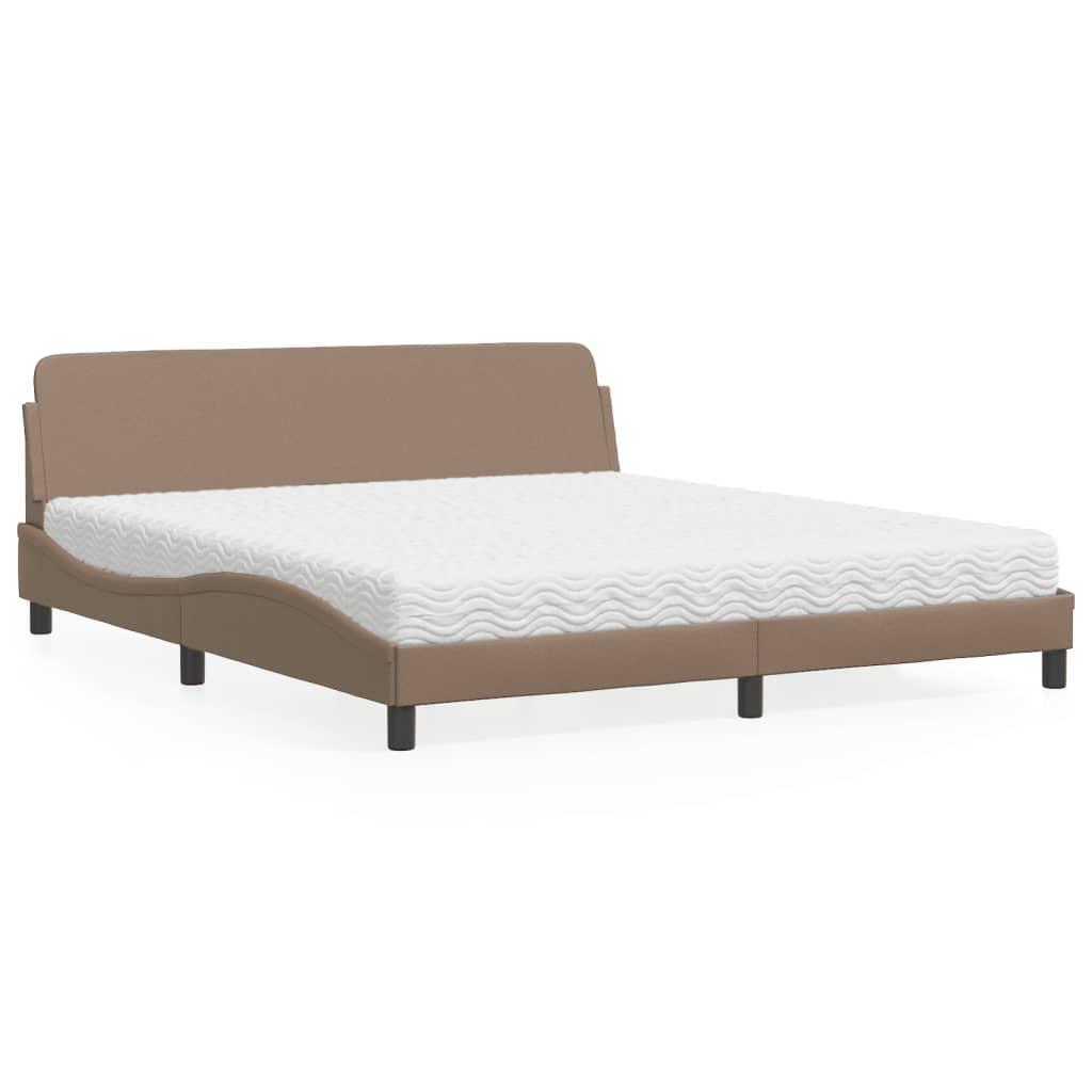 Seng med madras 180x200 cm kunstlæder cappuccinofarvet