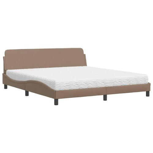 Seng med madras 180x200 cm kunstlæder cappuccinofarvet