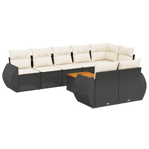 Sofasæt til haven 9 dele med hynder polyrattan sort