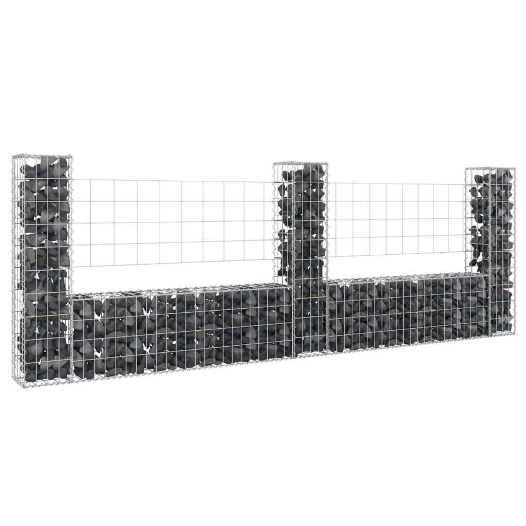Gabionkurv med 3 stolper 260x20x100 cm U-facon jern
