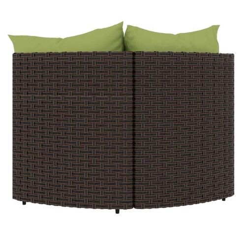 Hjørnemoduler til havesofa 2 stk. med hynder polyrattan brun