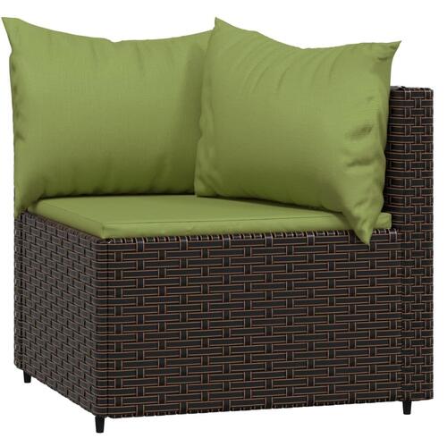 Hjørnemoduler til havesofa 2 stk. med hynder polyrattan brun