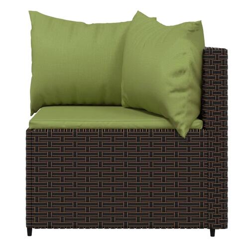 Hjørnemoduler til havesofa 2 stk. med hynder polyrattan brun