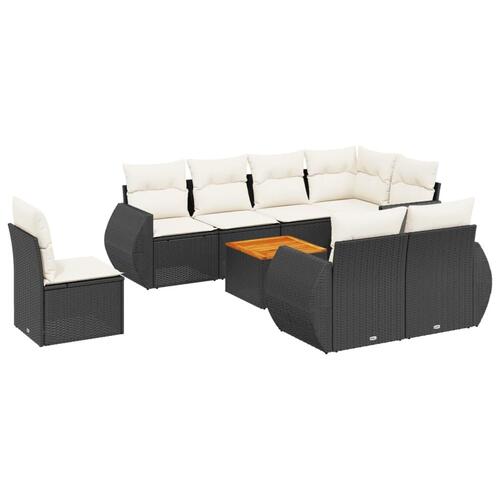 Sofasæt til haven 9 dele med hynder polyrattan sort