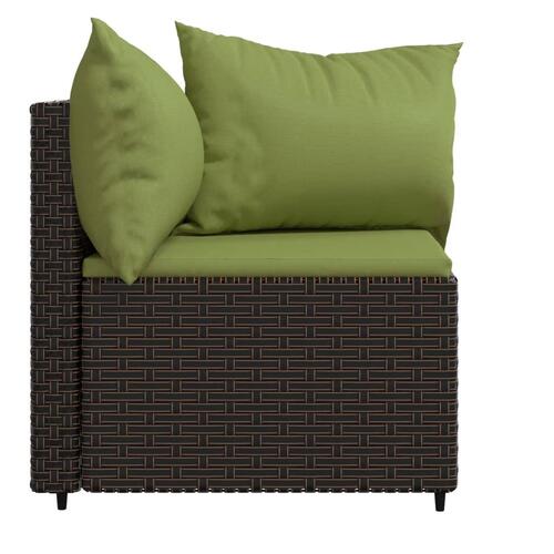 Hjørnemoduler til havesofa 2 stk. med hynder polyrattan brun