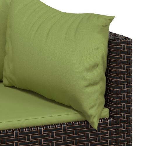 Hjørnemoduler til havesofa 2 stk. med hynder polyrattan brun