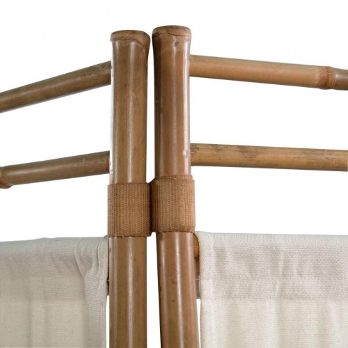 Foldbar 3-panels rumdeler bambus og kanvas 120 cm