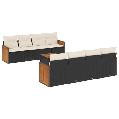 Sofasæt til haven 9 dele med hynder polyrattan sort