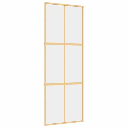 Skydedør 76x205 cm klart sikkerhedsglas og aluminium guldfarvet