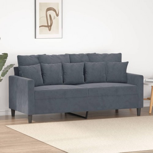 2-personers sofa i fløjl - mørkegrå, sædebredde 140 cm