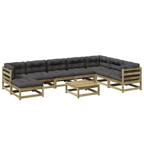 Sofasæt til haven 9 dele med hynder imprægneret fyrretræ