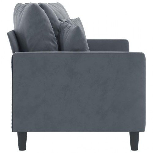 2-personers sofa i fløjl - mørkegrå, sædebredde 140 cm