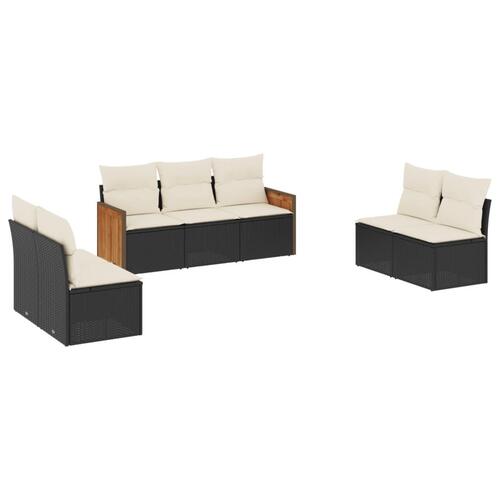Sofasæt til haven 7 dele med hynder polyrattan sort