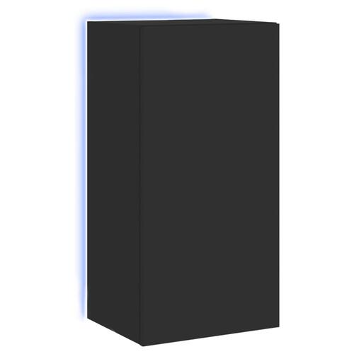Væghængt tv-bord med LED-lys 40,5x35x80 cm sort