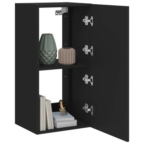 Væghængt tv-bord med LED-lys 40,5x35x80 cm sort