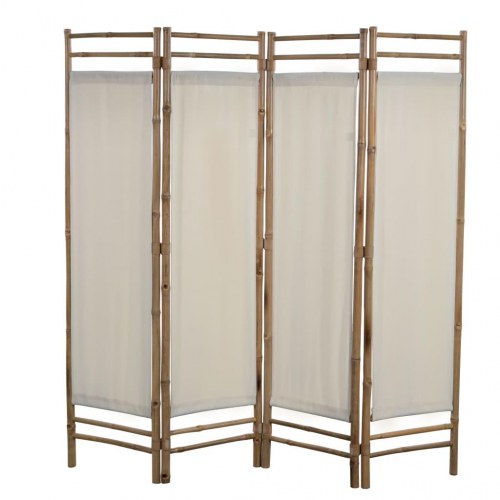 Foldbar 4-panels rumdeler bambus og kanvas 160 cm