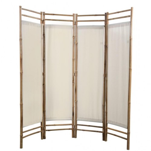Foldbar 4-panels rumdeler bambus og kanvas 160 cm