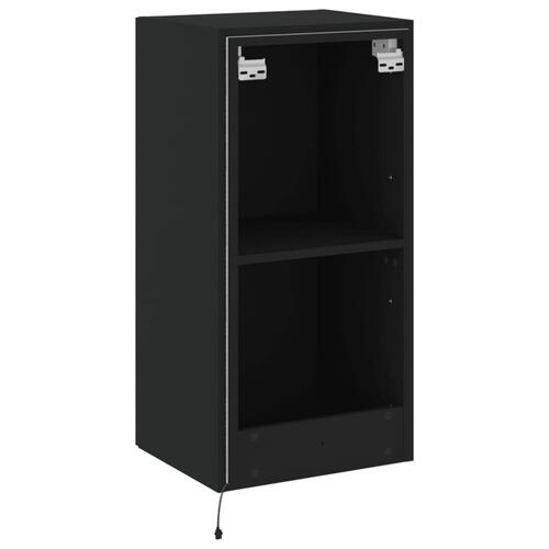 Væghængt tv-bord med LED-lys 40,5x35x80 cm sort