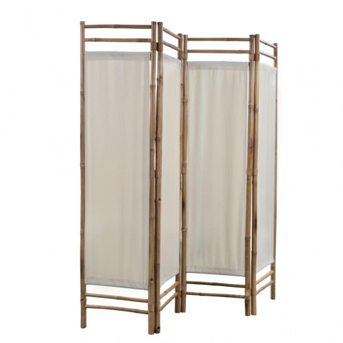 Foldbar 4-panels rumdeler bambus og kanvas 160 cm