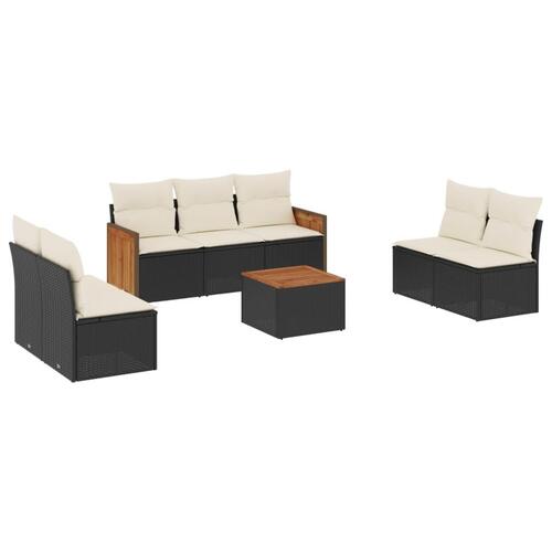 Sofasæt til haven 8 dele med hynder polyrattan sort