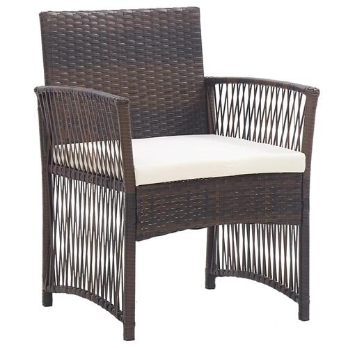 Havestole med hynder 2 stk. polyrattan brun