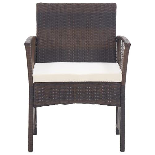Havestole med hynder 2 stk. polyrattan brun