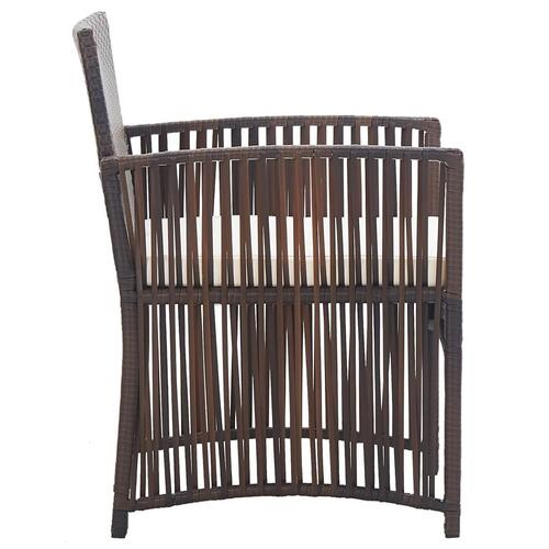 Havestole med hynder 2 stk. polyrattan brun