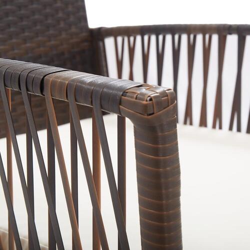Havestole med hynder 2 stk. polyrattan brun