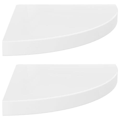 Hjørnehylder 2 stk. 35x35x3,8 cm MDF hvid højglans