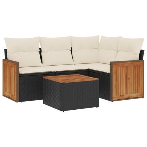 Sofasæt til haven 5 dele med hynder polyrattan sort