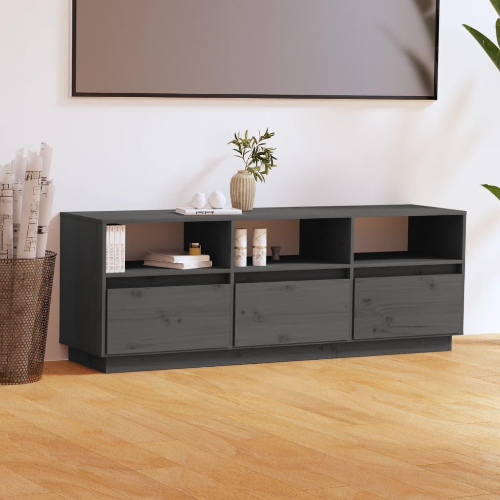 Tv-bord 140x37x50 cm massivt fyrretræ grå