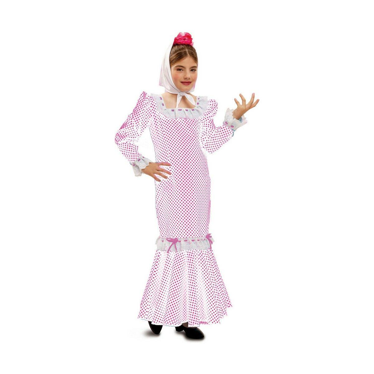 Kostume til børn Madrilener kvinde Hvid (4 Dele) 5-6 år