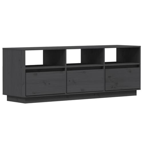 Tv-bord 140x37x50 cm massivt fyrretræ grå