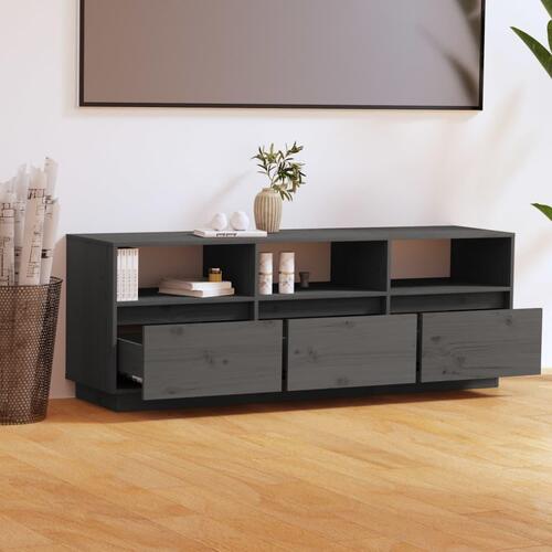 Tv-bord 140x37x50 cm massivt fyrretræ grå