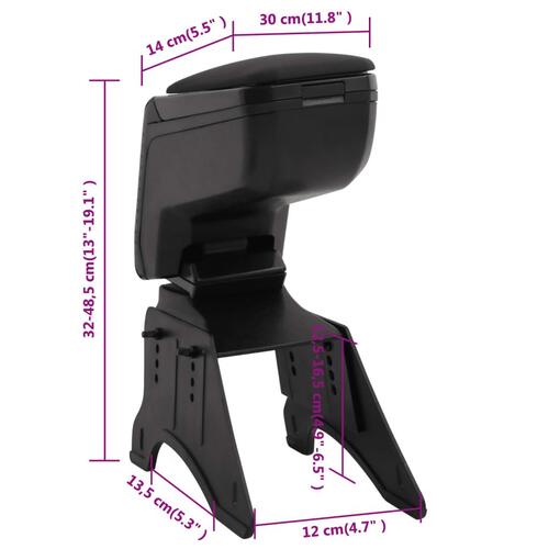 Universelt armlæn til bil 14x30x(32-48,5) cm ABS sort