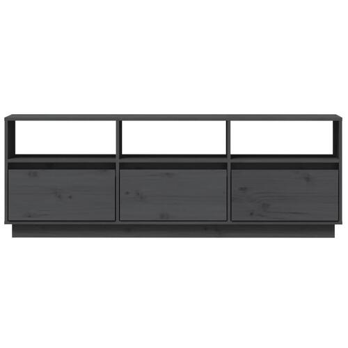 Tv-bord 140x37x50 cm massivt fyrretræ grå